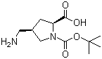 (2S,4R)-4-氨基甲基-1-N-叔丁氧羰基吡咯烷-2-甲酸分子结构 (CAS 132622-72-1)