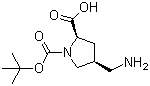(2R-顺式)-4-(氨基甲基)吡咯烷-1,2-二羧酸 1-叔丁酯分子结构 (CAS 132622-86-7)