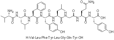 L-缬氨酰-L-亮氨酰-L-苯丙氨酰-L-酪氨酰-L-亮氨酰甘氨酰-L-谷氨酰胺酰-L-酪氨酸分子结构 (CAS 1330061-08-9)