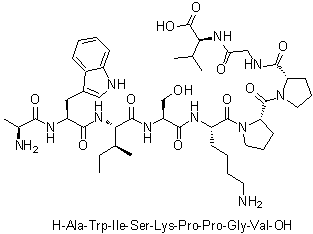 L-丙氨酰-L-色氨酰-L-异亮氨酰-L-丝氨酰-L-赖氨酰-L-脯氨酰-L-脯氨酰甘氨酰-L-缬氨酸分子结构 (CAS 1330061-09-0)