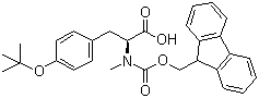 O-叔丁基-N-[(9H-芴-9-基甲氧基)羰基]-N-甲基-L-酪氨酸分子结构 (CAS 133373-24-7)