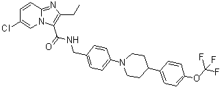 structure of CAS# 1334719-95-7, 6-氯-2-乙基-N-[[4-[4-[4-(三氟甲氧基)苯基]-1-哌啶基]苯基]甲基]咪唑并[1,2-a]吡啶-3-甲酰胺