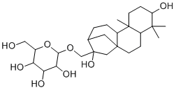 CAS # 133740-37-1, Suavioside A, 2-[(6,14-dihydroxy-5,5,9-trimethyl-14-tetracyclo[11.2.1.01,10.04,9]hexadecanyl)methoxy]-6-(hydroxymethyl)oxane-3,4,5-triol