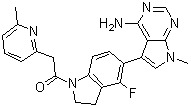 structure of CAS# 1337532-29-2, 5-[4-氟-1-[(6-甲基-2-吡啶基)乙酰基]-2,3-二氢-1H-吲哚-5-基]-7-甲基-7H-吡咯并[2,3-d]嘧啶-4-胺