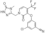 3-氯-5-[[1-[(4,5-二氢-4-甲基-5-氧代-1H-1,2,4-三唑-3-基)甲基]-1,2-二氢-2-氧代-4-(三氟甲基)-3-吡啶基]氧基]苯甲腈分子结构 (CAS 1338225-97-0)