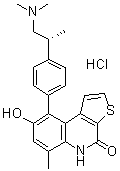 structure of CAS# 1338545-07-5, (R)-9-[4-[1-(二甲基氨基)丙-2-基]苯基]-8-羟基-6-甲基噻吩并[2,3-c]喹啉-4(5H)-酮盐酸盐