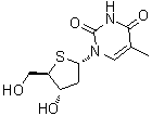 1-(2-脱氧-4-硫代-alpha-D-赤式-呋喃戊糖基)-5-甲基-2,4(1H,3H)-嘧啶二酮分子结构 (CAS 134111-35-6)