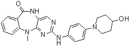 structure of CAS# 1345098-78-3, 5,11-二氢-2-[[4-(4-羟基-1-哌啶基)苯基]氨基]-11-甲基-6H-嘧啶并[4,5-b][1,4]苯并二氮杂卓-6-酮