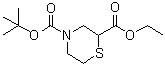 structure of CAS# 1346597-50-9, Ethyl N-tert-butoxycarbonyl-2-thiomorpholinecarboxylate