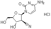 structure of CAS# 134665-72-8, 4-氨基-1-(2-氰基-2-脱氧-beta-D-呋喃阿拉伯糖基)-2(1H)-嘧啶酮单盐酸盐