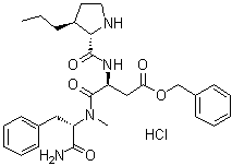 反式-3-丙基-L-脯氨酰-L-alpha-天冬氨酰-Nalpha-甲基-L-苯丙氨酰胺苄酯单盐酸盐分子结构 (CAS 134676-16-7)