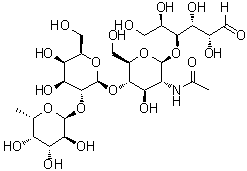 O-6-脱氧-alpha-L-吡喃半乳糖基-(1→2)-O-beta-D-吡喃半乳糖基-(1→4)-O-2-(乙酰氨基)-2-脱氧-beta-D-吡喃葡萄糖基-(1→4)-D-半乳糖分子结构 (CAS 1352644-16-6)