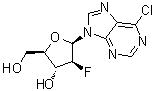 structure of CAS# 135473-21-1, 6-Chloro-9-(2-deoxy-2-fluoro-beta-D-arabinofuranosyl)-9H-purine