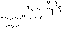 5-氯-4-[(3,4-二氯苯氧基)甲基]-2-氟-N-(甲基磺酰基)苯甲酰胺分子结构 (CAS 1355631-24-1)