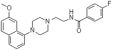 4-氟-N-[2-[4-(7-甲氧基-1-萘基)-1-哌嗪基]乙基]苯甲酰胺分子结构 (CAS 135722-25-7)