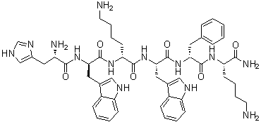 structure of CAS# 136054-22-3, L-Histidyl-D-tryptophyl-D-lysyl-L-tryptophyl-D-phenylalanyl-L-lysinamide