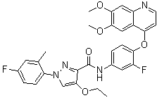 N-[4-[(6,7-二甲氧基-4-喹啉基)氧基]-3-氟苯基]-4-乙氧基-1-(4-氟-2-甲基苯基)-1H-吡唑-3-甲酰胺分子结构 (CAS 1361030-48-9)