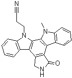 structure of CAS# 136194-77-9, 5,6,7,13-Tetrahydro-13-methyl-5-oxo-12H-indolo[2,3-a]pyrrolo[3,4-c]carbazole-12-propanenitrile