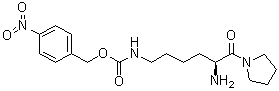structure of CAS# 136259-18-2, (S)-[5-Amino-6-oxo-6-(1-pyrrolidinyl)hexyl]carbamic acid (4-nitrophenyl)methyl ester