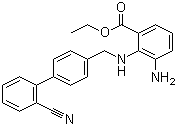 3-氨基-2-[(2'-氰基联苯-4-基)甲基]氨基苯甲酸乙酯分子结构 (CAS 136285-69-3)