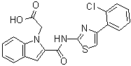CAS 登录号：136381-85-6, 2-[[[4-(2-氯苯基)-2-噻唑基]氨基]羰基]-1H-吲哚-1-乙酸