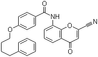 CAS 登录号：136450-11-8, N-(2-氰基-4-氧代-4H-1-苯并吡喃-8-基)-4-(4-苯基丁氧基)苯甲酰胺