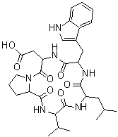 structure of CAS# 136553-81-6, Cyclo(D-alpha-aspartyl-L-prolyl-D-valyl-L-leucyl-D-tryptophyl)