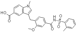 CAS # 136564-85-7, 3-[[2-Methoxy-4-[[[(2-methylphenyl)sulfonyl]amino]carbonyl]phenyl]methyl]-1-methyl-1H-indole-5-carboxylic acid