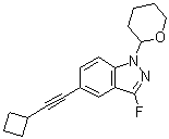 5-(环丁基乙炔基)-3-氟-1-(四氢-2H-吡喃-2-基)-1H-吲唑分子结构 (CAS 1365889-99-1)