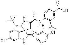 CAS # 1366097-93-9, rel-4-[[[(2'R,3S,4'R,5'S)-6-Chloro-4'-(3-chloro-2-fluorophenyl)-2'-(2,2-dimethylpropyl)-1,2-dihydro-2-oxospiro[3H-indole-3,3'-pyrrolidin]-5'-yl]carbonyl]amino]-3-methoxybenzoic acid