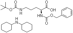 CAS 登录号：13665-13-9, N5-[叔丁氧羰基]-N2-[苄氧羰基]-L-鸟氨酸二环己基铵盐