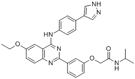 2-[3-[6-乙氧基-4-[4-(1H-吡唑-4-基)苯胺基]喹唑啉-2-基]苯氧基]-N-丙烷-2-基乙酰胺分子结构 (CAS 1369452-53-8)