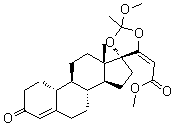 (17alpha,20E)-17,20-[(1-甲氧基乙亚基)二(氧基)]-3-氧代-19-去甲孕甾-4,20-二烯-21-羧酸甲酯分子结构 (CAS 1370003-76-1)