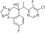 structure of CAS# 137234-75-4, (trans)-6-Chloro-alpha-(2,4-difluorophenyl)-5-fluoro-beta-methyl-alpha-(1H-1,2,4-triazol-1-ylmethyl)-4-pyrimidineethanol