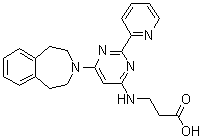 N-[2-(2-吡啶基)-6-(1,2,4,5-四氢-3H-3-苯并氮杂卓-3-基)-4-嘧啶基]-beta-丙氨酸分子结构 (CAS 1373422-53-7)
