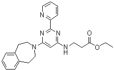 structure of CAS# 1373423-53-0, N-[2-(2-吡啶基)-6-(1,2,4,5-四氢-3H-3-苯并氮杂卓-3-基)-4-嘧啶基]-beta-丙氨酸乙酯