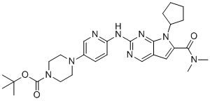 CAS # 1374639-78-7, tert-butyl 4-(6-((7-cyclopentyl-6-(dimethylcarbamoyl)-7H-pyrrolo[2,3-d]pyrimidin-2-yl)amino)pyridin-3-yl)piperazine-1-carboxylate