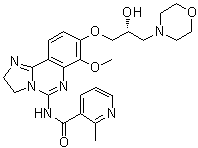 N-[8-[[(2R)-2-羟基-3-(吗啉-4-基)丙基]氧基]-7-甲氧基-2,3-二氢咪唑并[1,2-c]喹唑啉-5-基]-2-甲基吡啶-3-甲酰胺分子结构 (CAS 1375469-38-7)