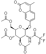 structure of CAS# 137686-93-2, 4-Methyl-7-[[3,4,6-tri-O-acetyl-2-deoxy-2-[(trifluoroacetyl)amino]-beta-D-glucopyranosyl]oxy]-2H-1-benzopyran-2-one