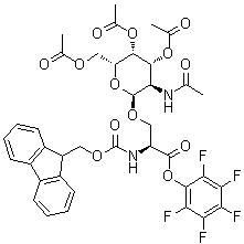 N-[芴甲氧羰基]-O-[3,4,6-三-O-乙酰基-2-(乙酰氨基)-2-脱氧-alpha-D-吡喃半乳糖基]-L-丝氨酸五氟苯基酯分子结构 (CAS 137816-29-6)