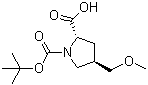 (2S,4S)-4-(甲氧基甲基)-1,2-吡咯烷二甲酸 1-叔丁基酯分子结构 (CAS 1378388-16-9)