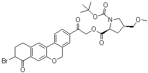 (2S,4S)-4-(Methoxymethyl)-1,2-pyrrolidinedicarboxylic acid 2-[2-(9-bromo-8,9,10,11-tetrahydro-8-oxo-5H-benzo[d]naphtho[2,3-b]pyran-3-yl)-2-oxoethyl] 1-(1,1-dimethylethyl) ester molecular structure (CAS 1378391-42-4)