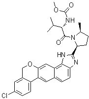[(2S)-1-[(2S,5S)-2-[9-氯-1,11-二氢异苯并吡喃并[4',3':6,7]萘并[1,2-d]咪唑-2-基]-5-甲基吡咯烷-1-基]-3-甲基-1-氧代丁烷-2-基]氨基甲酸甲酯分子结构 (CAS 1378392-96-1)