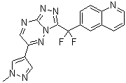 6-[二氟[6-(1-甲基-1H-吡唑-4-基)-1,2,4-三唑并[4,3-b][1,2,4]三嗪-3-基]甲基]喹啉分子结构 (CAS 1380344-62-6)