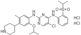 structure of CAS# 1380575-43-8, 5-氯-N4-[2-[(1-甲基乙基)磺酰基]苯基]-N2-[5-甲基-2-(1-甲基乙氧基)-4-(4-哌啶基)苯基]-2,4-嘧啶二胺二盐酸盐