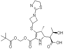 (alphaS,2S,3R)-4-[[1-(4,5-二氢-2-噻唑基)-3-氮杂环丁基]硫基]-5-[[(2,2-二甲基-1-氧代丙氧基)甲氧基]羰基]-2,3-二氢-alpha-[(1R)-1-羟基乙基]-3-甲基-1H-吡咯-2-乙酸分子结构 (CAS 1380688-27-6)