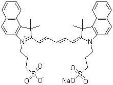 CAS 登录号：138248-55-2, 2-[5-[1,3-二氢-1,1-二甲基-3-(3-磺酸基丙基)-2H-苯并[e]吲哚-2-亚基]-1,3-戊二烯基]-1,1-二甲基-3-(3-磺酸基丙基)-1H-苯并[e]吲哚鎓内盐钠盐