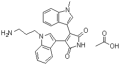 3-[1-(3-氨基丙基)-1H-吲哚-3-基]-4-(1-甲基-1H-吲哚-3-基)-1H-吡咯-2,5-二酮单乙酸盐分子结构 (CAS 138516-31-1)
