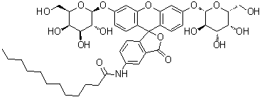 N-[3',6'-二(beta-D-吡喃半乳糖基氧基)-3-氧代螺[异苯并呋喃-1(3H),9'-[9H]氧杂蒽]-5-基]十二烷酰胺分子结构 (CAS 138777-25-0)