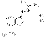 structure of CAS# 138794-73-7, 2-[4-(氨基亚胺甲基)-2,3-二氢-1H-茚-1-亚基]肼甲脒二盐酸盐